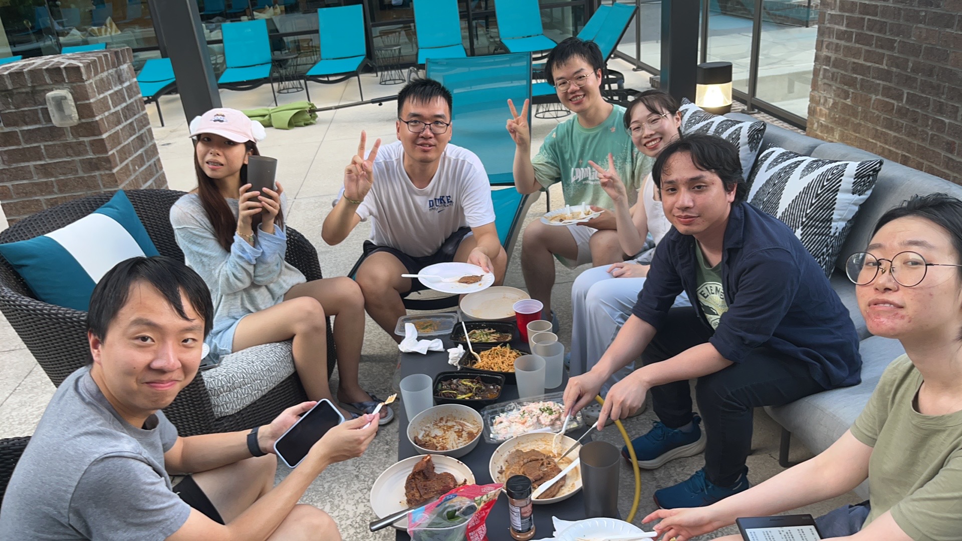 Lab members and friends enjoying a casual BBQ.