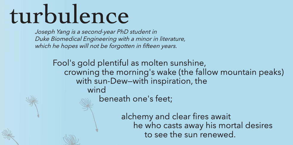 Poetry from Joseph in Duke Voices, a Duke literary journal.